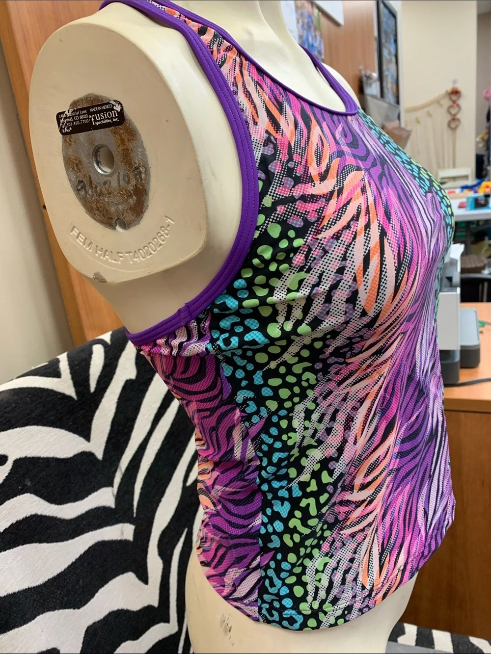 Speedo Purple Multicolor Animal Print Tankini Top